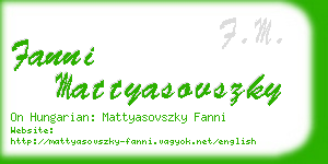 fanni mattyasovszky business card